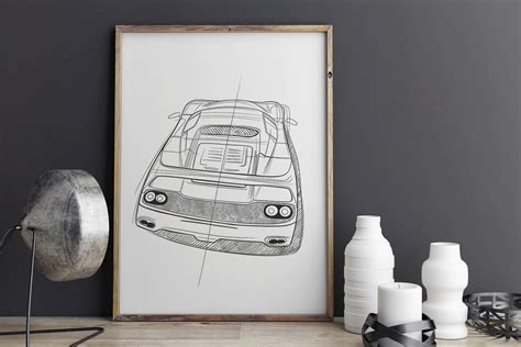 Abstract Car Line Drawing Printable JPEG PDF Minimalist Race | Etsy