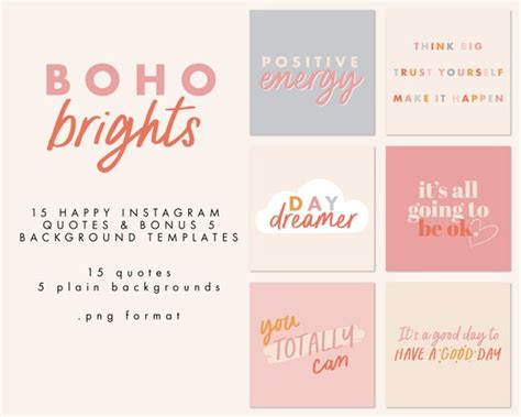 Instagram Quotes Ready to Post Boho Happy Positive Quotes - Etsy UK