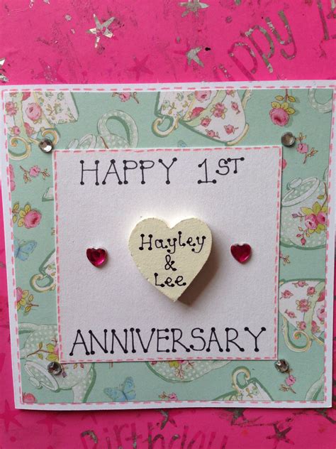 1st Anniversary Card | 1st anniversary cards, Anniversary cards, Crafts