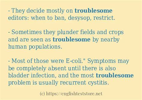 In sentence examples of "troublesome" - EnglishTestStore Blog