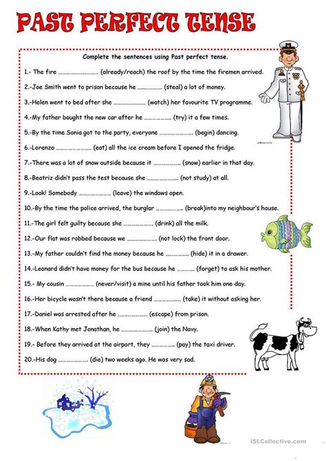 PAST PERFECT TENSE worksheet - Free ESL printable worksheets made by teachers | Past perfect ...