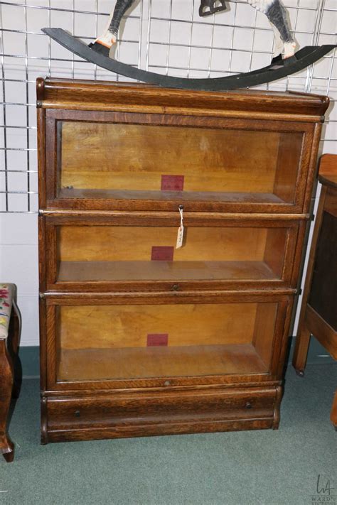 Three section oak barristers stacking bookcase made by The Globe-Wernicke Company Ltd. plus drawer b