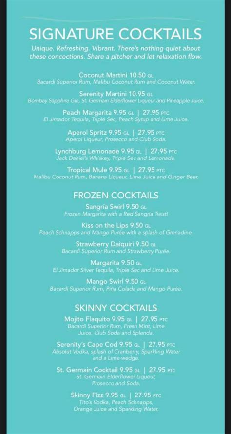 Carnival Cruise Line 2024 Drink Menus and Pricing - Cruise Spotlight | Carnival cruise line ...