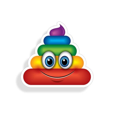 Rainbow Poop Face Emoji Sticker Die Cut Digitally Printed - Etsy Finland