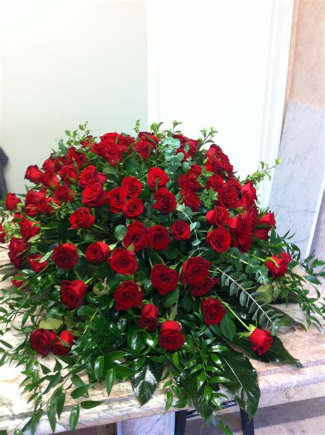 Funeral Casket with Red Roses | Casket flowers, Casket sprays, Funeral ...