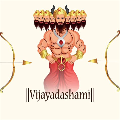 Vijayadashami invitation greeting card with creative vector ...