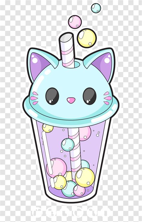 Cat Kitten Drawing Kavaii Cuteness - Silhouette - Bubble Tea Transparent PNG