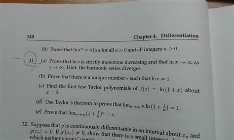 Solved 11. a) Prove that ln x is strictly monotone | Chegg.com