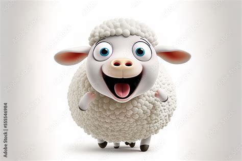 Happy lamb cartoon isolated on a white backdrop. Generative AI Stock ...