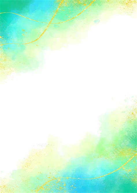 Watercolor Abstract With Refreshing Shades Of Yellow Green Blue And Gold Lines Page Border ...