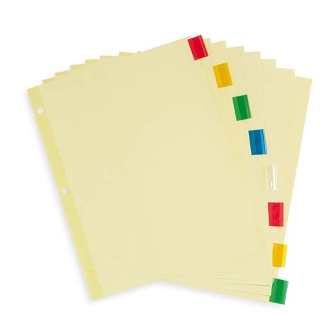 Tabbed Binder Dividers, 1/8 Cut Plastic Tabs, Colored, 6 Sets - Blue Summit Supplies