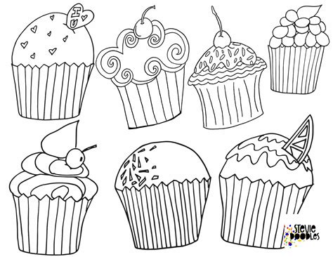 5 Free Cupcake Coloring Pages — Stevie Doodles Free Printable Coloring Pages