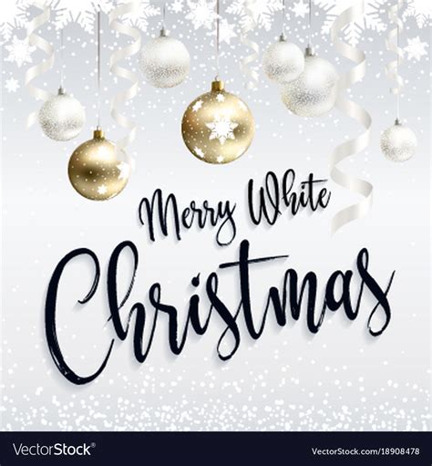 Festive postcard merry white christmas greetings Vector Image