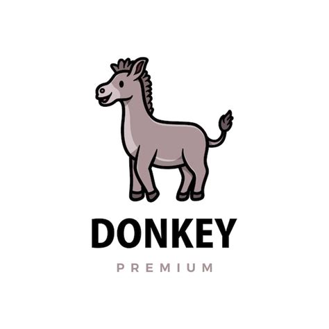 Premium Vector | Cute donkey cartoon logo icon illustration