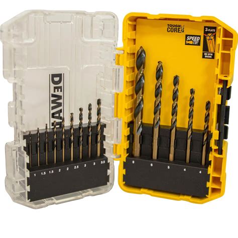 DeWalt 14 Piece Tough Case Black and Gold Metal Drill Bit Set | Drill ...