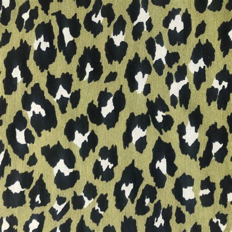 Green & Black Leopard Animal Fur Print Fabric Cotton Curtain Upholstery ...