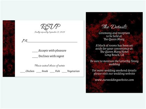 Black and Red Wedding Invitations, Gothic Wedding Invitation Instant ...