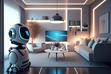 Premium AI Image | Tour of futuristic smart home with chatbot as guide