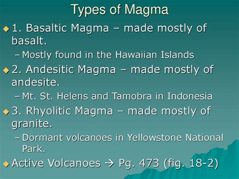 Ch. 18 – Volcanic Activity Magma is a mixture of molten rock, suspended ...