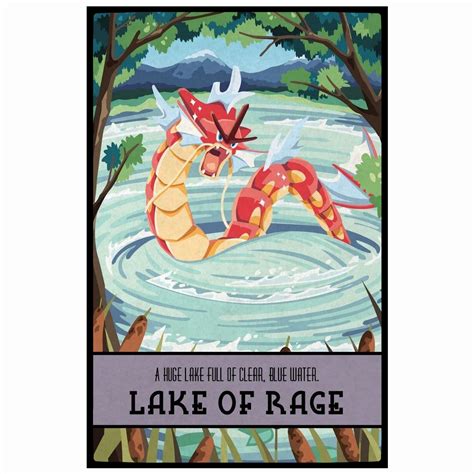 Lake of Rage Johto Region Poster Handmade Canvas Print Shiny Gyarados ...