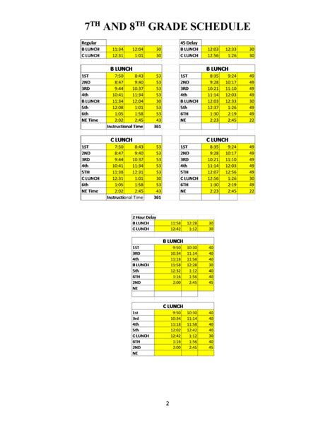 ENMS Daily Schedule | East Noble Middle School