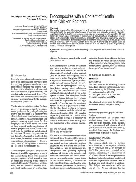 Biocomposites With A Content of Keratin BR From Chicken Feathers | PDF ...