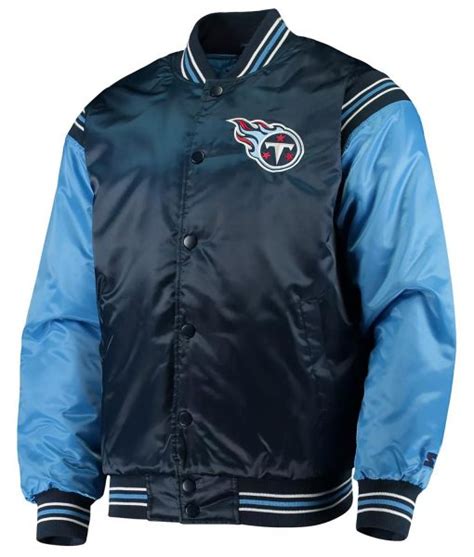 Starter Satin Enforcer Tennessee Titans Navy and Light Blue Jacket ...