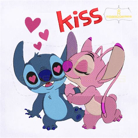 Stitch Embroidery Designs Lilo And Stitch Angel Kiss Love Embroidery ...