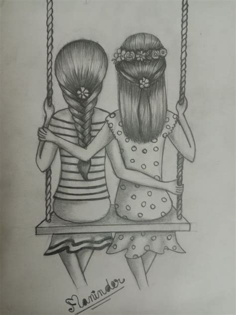 Best Friends Forever Pencil Shading Love you friend | Drawings of friends, Best friend drawings ...