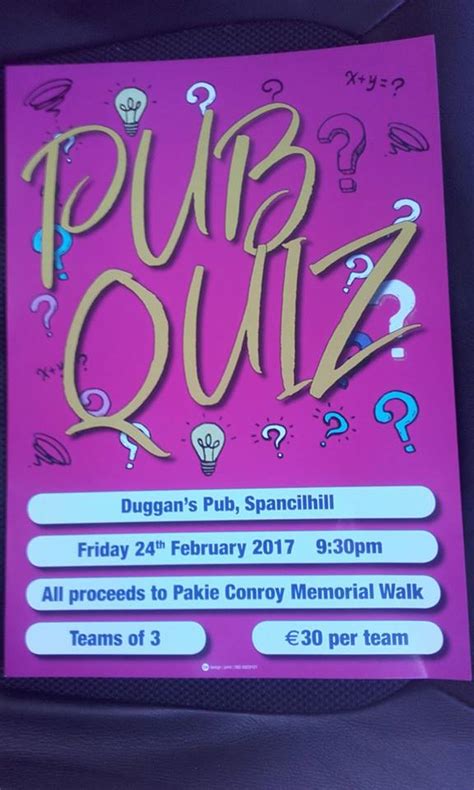 Duggans Pub Quiz in Aid of Milford – Clooney Quin GAA Club