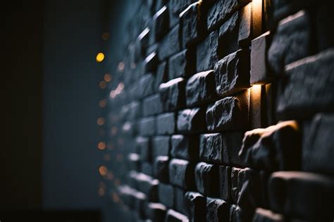 Premium AI Image | A brick wall with lights on the top and a dark background