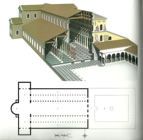 Plan and Reconstruction Drawing, Old St. Peter's Basilica - begun by ...