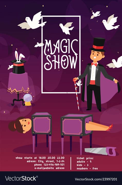 Magician show magic man or magical and cartoon Vector Image