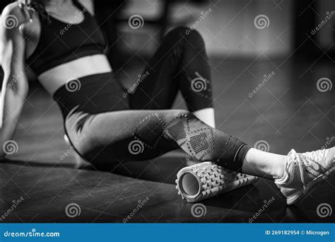 Using Foam Roller Massager stock photo. Image of activity - 269182954