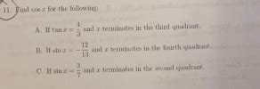 15 Find sin 2x, cos 2x, and tan 2x if tanx = and x terminates in... - HomeworkLib