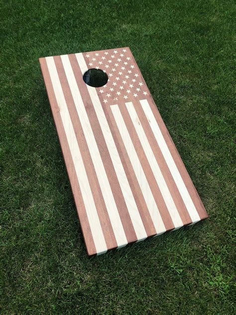 Custom Stained American Flag Cornhole Boards Set Pick Your Stain and ...