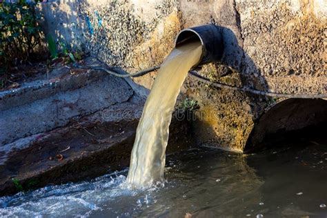 Wastewater Sewage Pipe Dumps the Dirty Contaminated Water into the ...