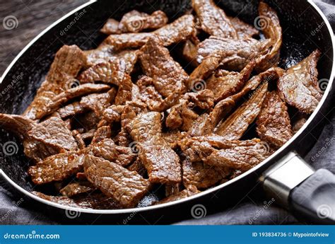 Tender and Juicy Strips of Fried Ribeye Beef Steak Stock Photo - Image of closeup, fillet: 193834736