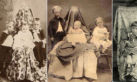 Extraordinary photos capture 19th century fad for draping mum in a sheet in family portraits ...