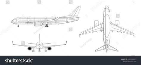 Airplane Plan Black Outline Aircraft On Stock Vector (Royalty Free) 1829008853 | Shutterstock