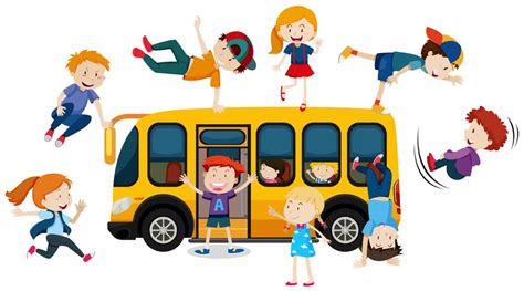 Young Children and School Bus 292713 Vector Art at Vecteezy