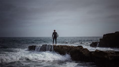 beach, water, power in nature, laguna beach, california, rocks, horizon, nature, standing ...