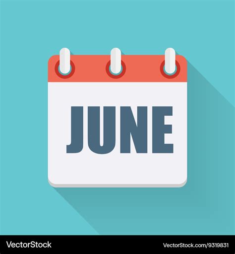 June dates flat icon with long shadow Royalty Free Vector