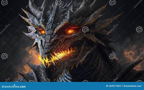 Black Fire Dragon Art stock illustration. Illustration of dragon - 269977843