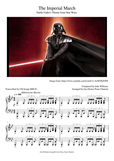 Sheet music made by CH Jeong for Piano | Darth vader theme, The imperial march, Darth vader