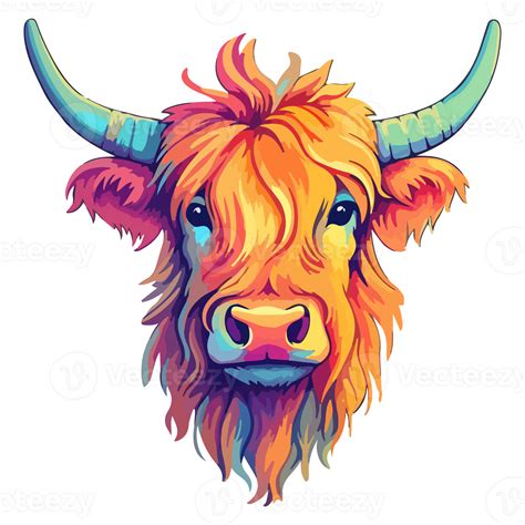 Highland Cow modern pop art style, Colorful Highland Cow illustration ...