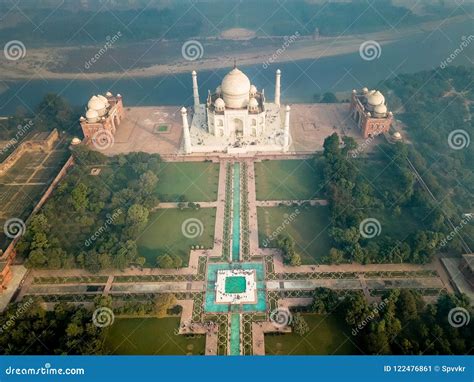 Aerial View of Taj Mahal in Agra India Covered with Morning Fog Stock Image - Image of dawn ...