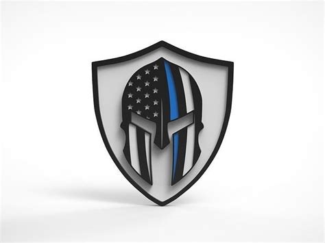 Thin Blue Line Logo Symbol Emblem free 3D model 3D printable | CGTrader