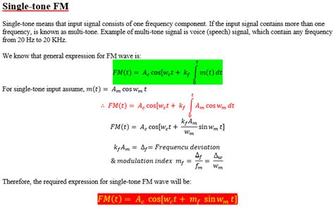 Mathematical representaion of FM - EngineersTutor