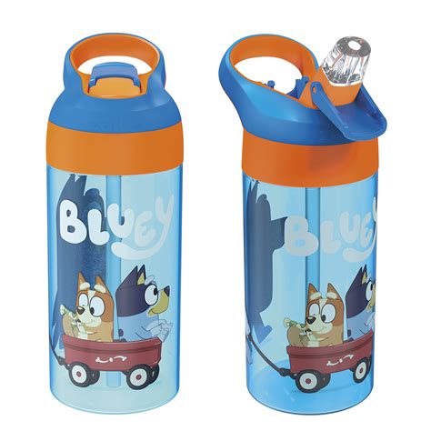 Buy Zak Designs 17.5 oz Riverside Bluey Kids Water Bottle with Straw and Built in Carrying Loop ...